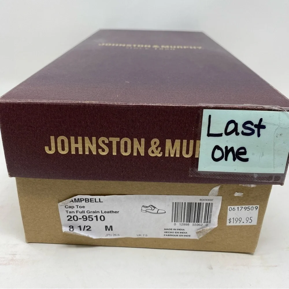Johnston & Murphy Campbell Cap Toe Oxford Tan full grain leather